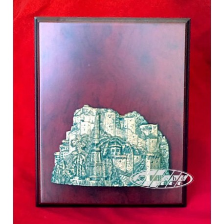 MEDIA MONTAÑA DE MÁLAGA S/ MADERA 26x21 CM.