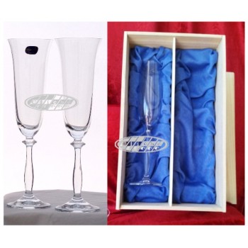 COPAS DE CHAMPÁN GRABADAS C/ ESTUCHE MADERA