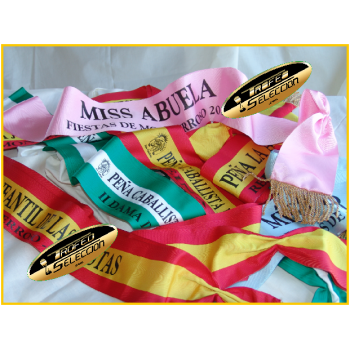 BANDA DE MÍSTER ABIERTA PERSONALIZADA INFANTIL (ESCUDO COLOR FONDO BLANCO)